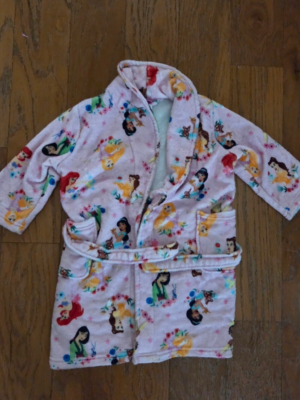 Disney Pink Plush Princess Robe with Hood and Belt